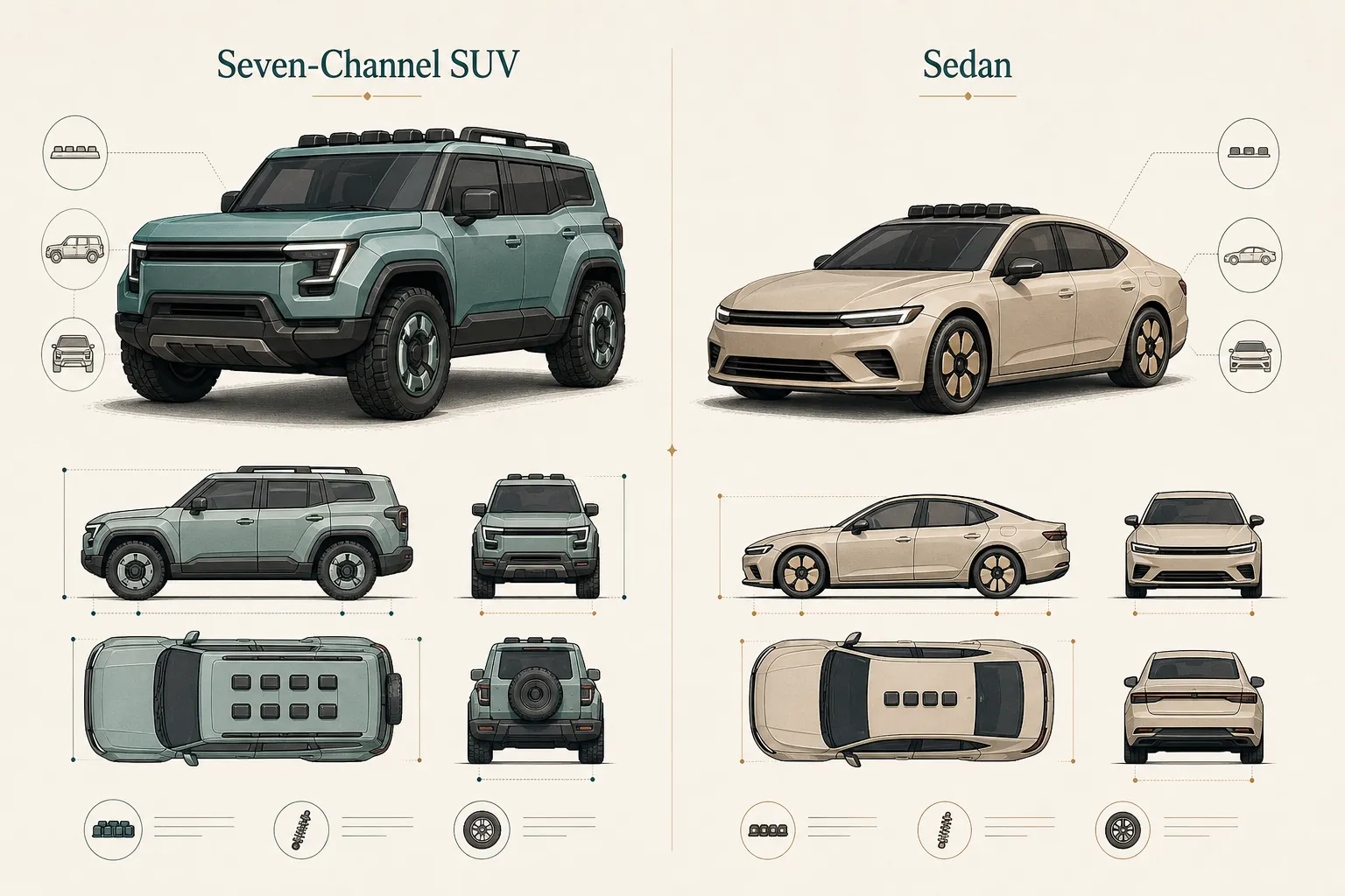 Explanatory diagram for Seven-Channel SUV Versus Sedan for Demonstration Impact