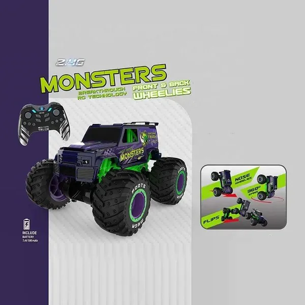 New Latest 2.4G Standing Stunt RC Car 360 Rotating 1/10 Scal