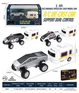1:64 Alloy RWD RC Tesla with Trailer