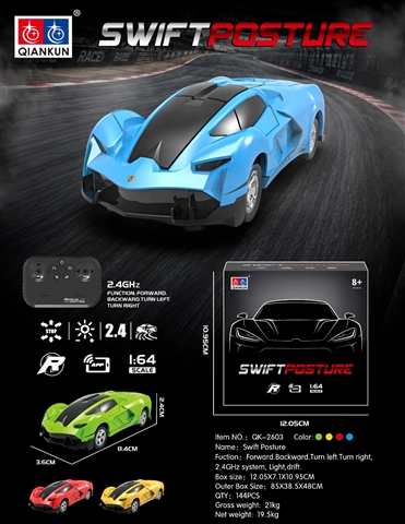 1/64 4WD Drift RC Sports Car with Lights