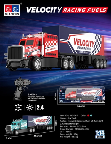 1/14 4-Channel RC Tractor-Trailer with Lights