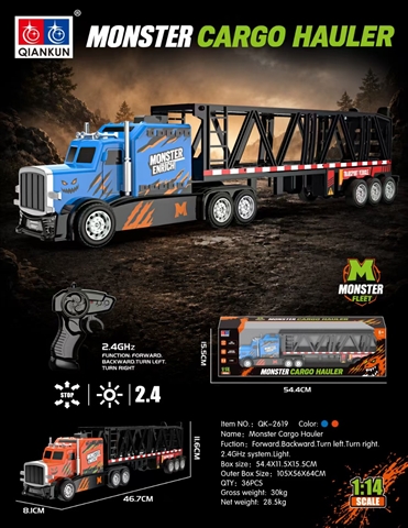 1/14 4-Channel RC Tractor-Trailer with Lights