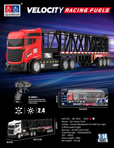 1/14 4-Channel RC Tractor-Trailer with Lights