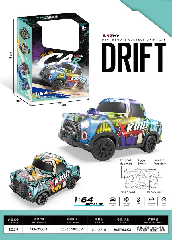 RC-352161 1:64 Mini Stunt Drift RC Graffiti Hatchback